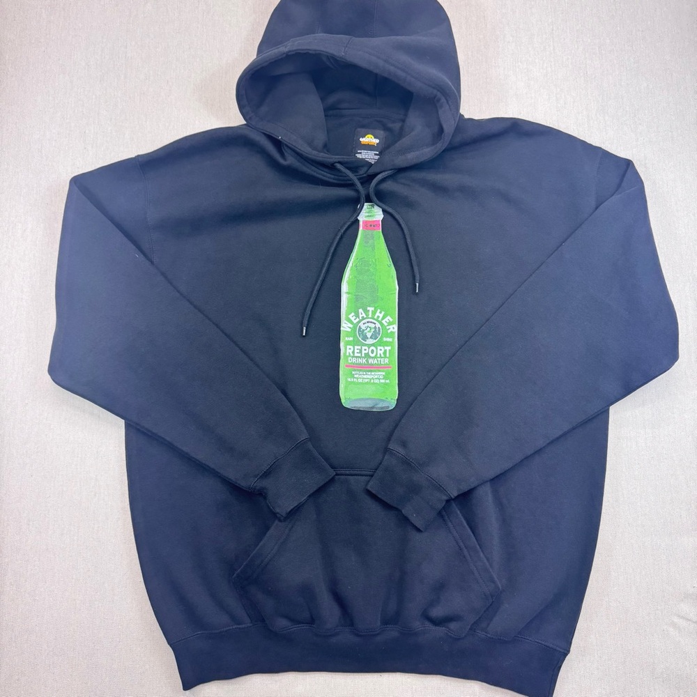 Weather Report Drink Water All Seasons Bottled In The Metaverse Black Hoodie 2XL